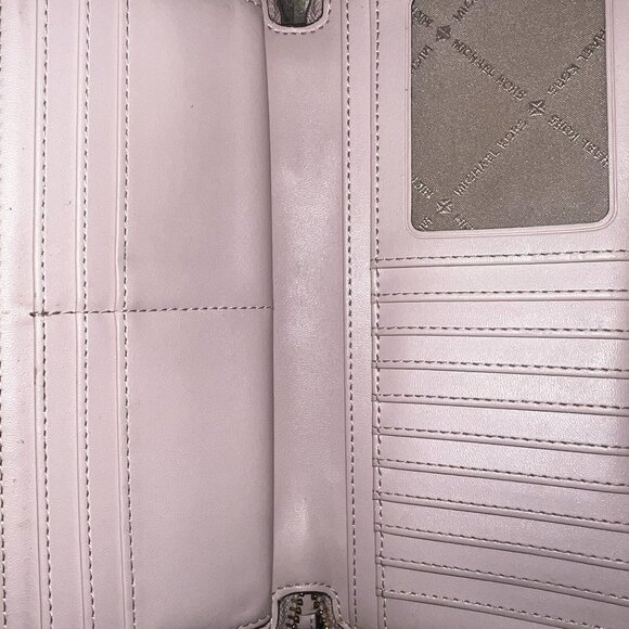 Michael Kors Jet Set Travel Wristlet Wallet Clutch Beige MK Logo Zip Around - Picture 3 of 6